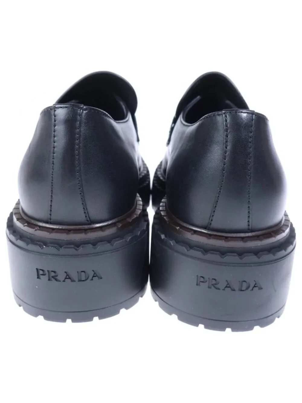 Prada Triangle Logo Oxford Leather Loafers Black - Picture 3 of 6